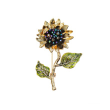 Shangjie Oem Joyas Broche de mode unique pour la déclaration de dames Broches de tournesol élégant en cristal élégant pour le bureau